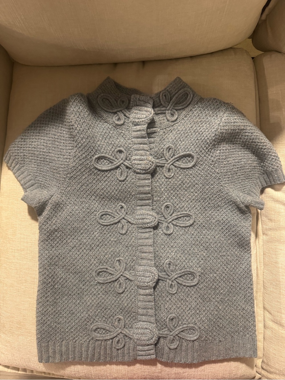 Anthropologie Charlie & Robin Gray Knit Frog Closure Cardigan size S
